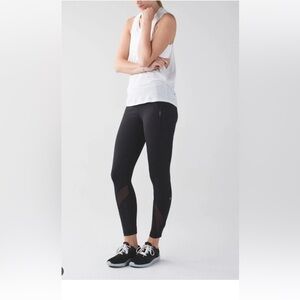 Lululemon Inspire Tight II Mesh Women Sz 6 Black Leggings 25" Athletic Workout